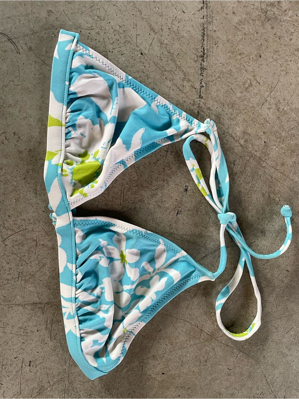 Women’s Blue Floral Triangle Bikini Top - Brand Unspecified
